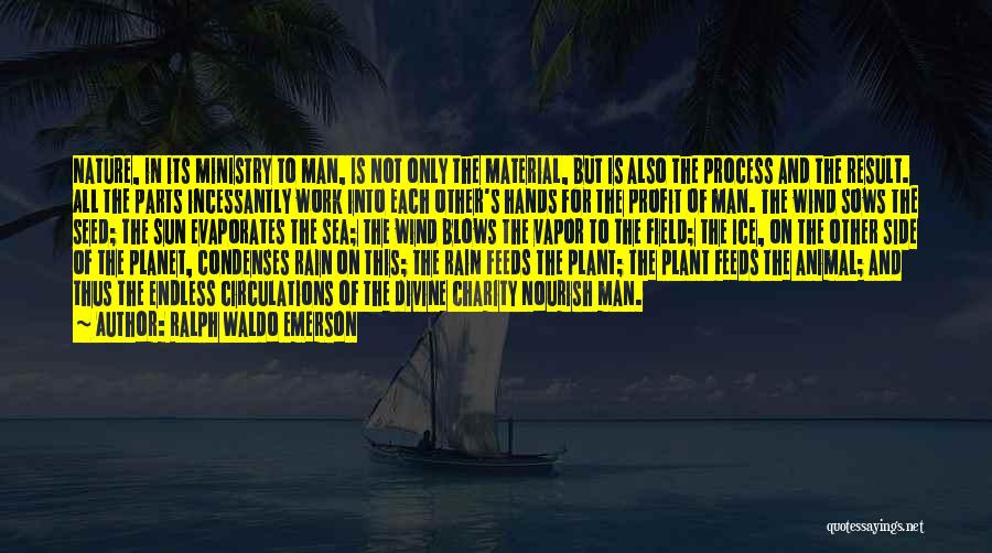 Ralph Waldo Emerson Quotes: Nature, In Its Ministry To Man, Is Not Only The Material, But Is Also The Process And The Result. All