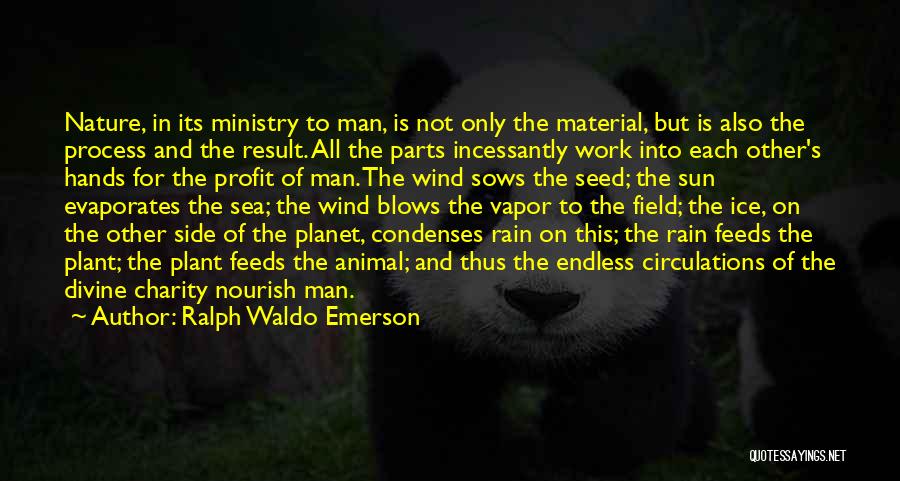 Ralph Waldo Emerson Quotes: Nature, In Its Ministry To Man, Is Not Only The Material, But Is Also The Process And The Result. All