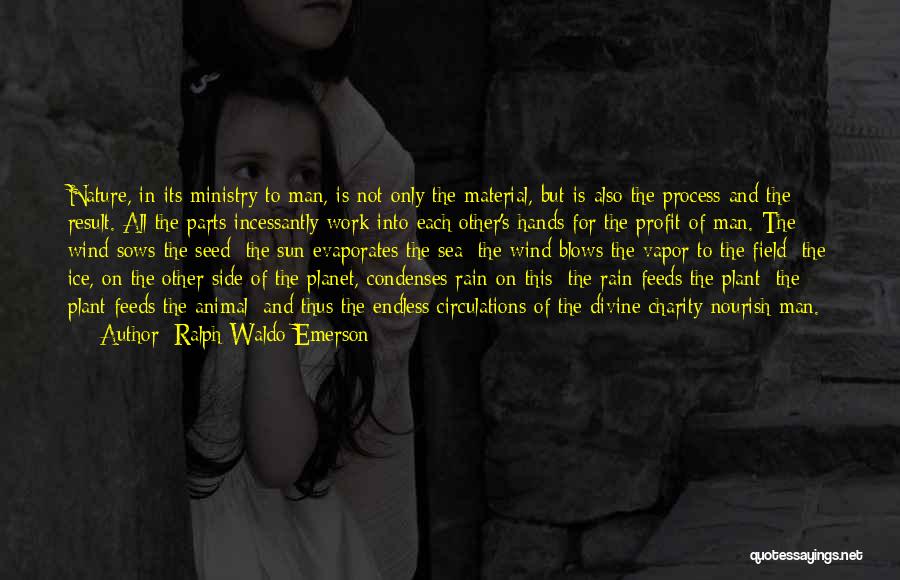 Ralph Waldo Emerson Quotes: Nature, In Its Ministry To Man, Is Not Only The Material, But Is Also The Process And The Result. All