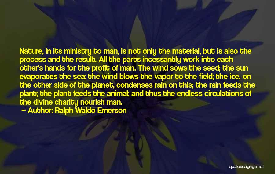 Ralph Waldo Emerson Quotes: Nature, In Its Ministry To Man, Is Not Only The Material, But Is Also The Process And The Result. All