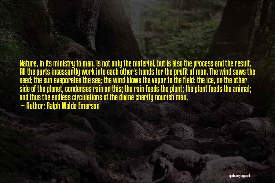 Ralph Waldo Emerson Quotes: Nature, In Its Ministry To Man, Is Not Only The Material, But Is Also The Process And The Result. All