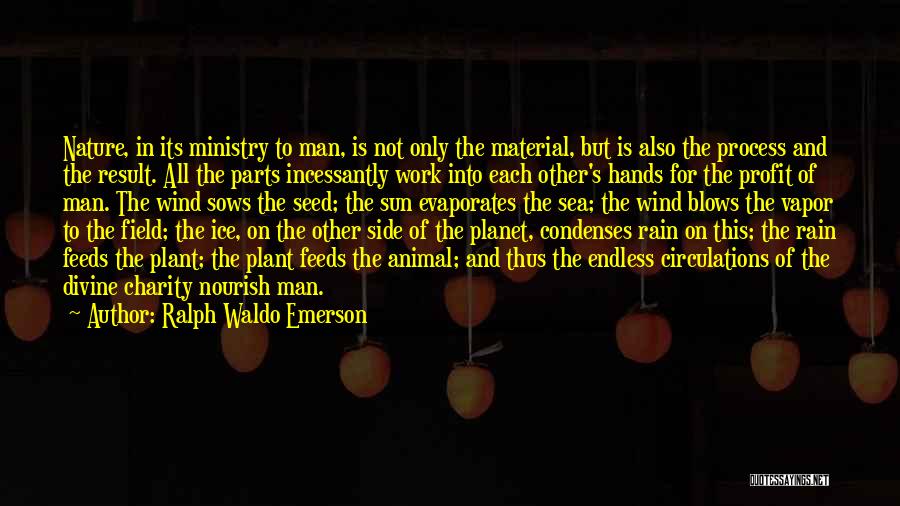 Ralph Waldo Emerson Quotes: Nature, In Its Ministry To Man, Is Not Only The Material, But Is Also The Process And The Result. All