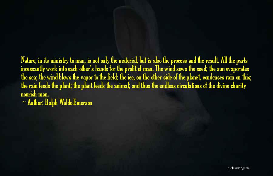 Ralph Waldo Emerson Quotes: Nature, In Its Ministry To Man, Is Not Only The Material, But Is Also The Process And The Result. All