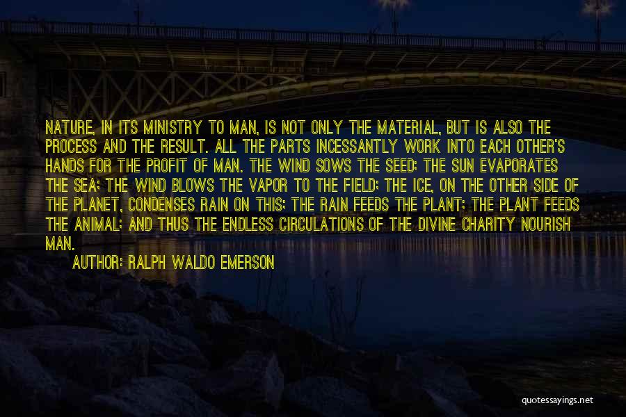 Ralph Waldo Emerson Quotes: Nature, In Its Ministry To Man, Is Not Only The Material, But Is Also The Process And The Result. All