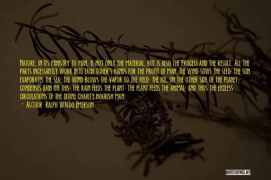 Ralph Waldo Emerson Quotes: Nature, In Its Ministry To Man, Is Not Only The Material, But Is Also The Process And The Result. All