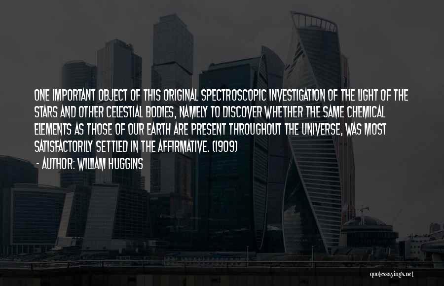 William Huggins Quotes: One Important Object Of This Original Spectroscopic Investigation Of The Light Of The Stars And Other Celestial Bodies, Namely To