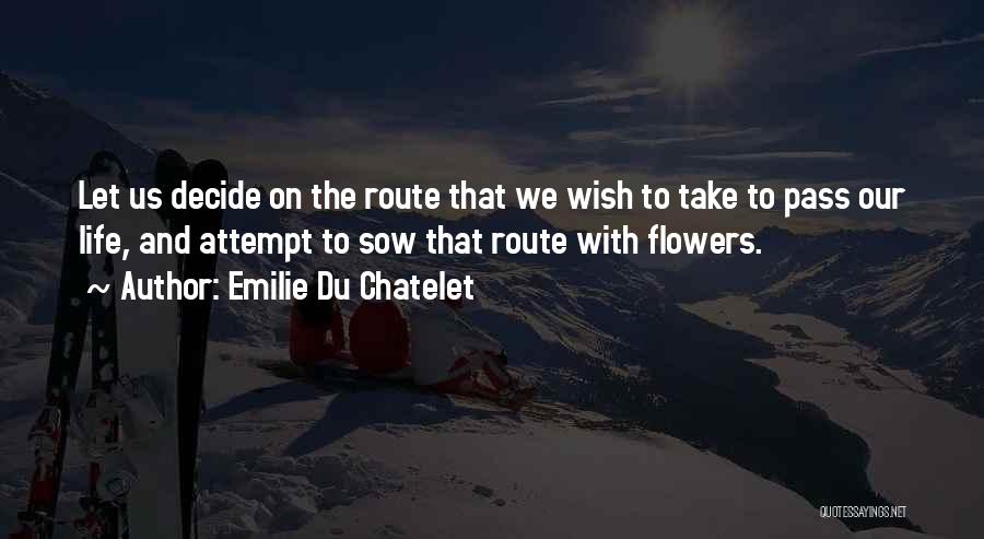 Emilie Du Chatelet Quotes: Let Us Decide On The Route That We Wish To Take To Pass Our Life, And Attempt To Sow That