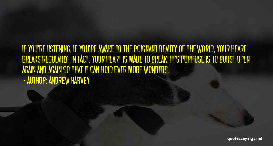 Andrew Harvey Quotes: If You're Listening, If You're Awake To The Poignant Beauty Of The World, Your Heart Breaks Regularly. In Fact, Your