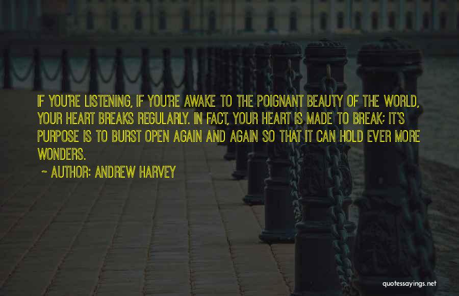 Andrew Harvey Quotes: If You're Listening, If You're Awake To The Poignant Beauty Of The World, Your Heart Breaks Regularly. In Fact, Your