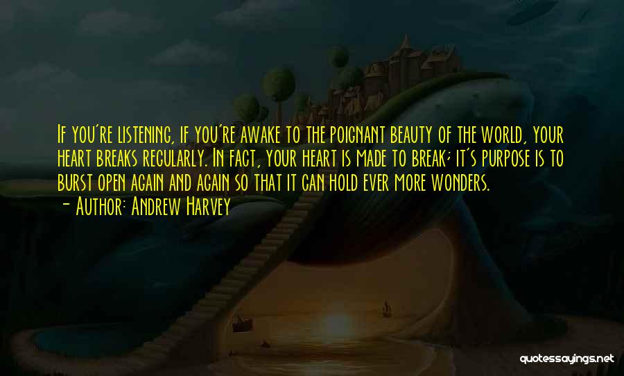 Andrew Harvey Quotes: If You're Listening, If You're Awake To The Poignant Beauty Of The World, Your Heart Breaks Regularly. In Fact, Your