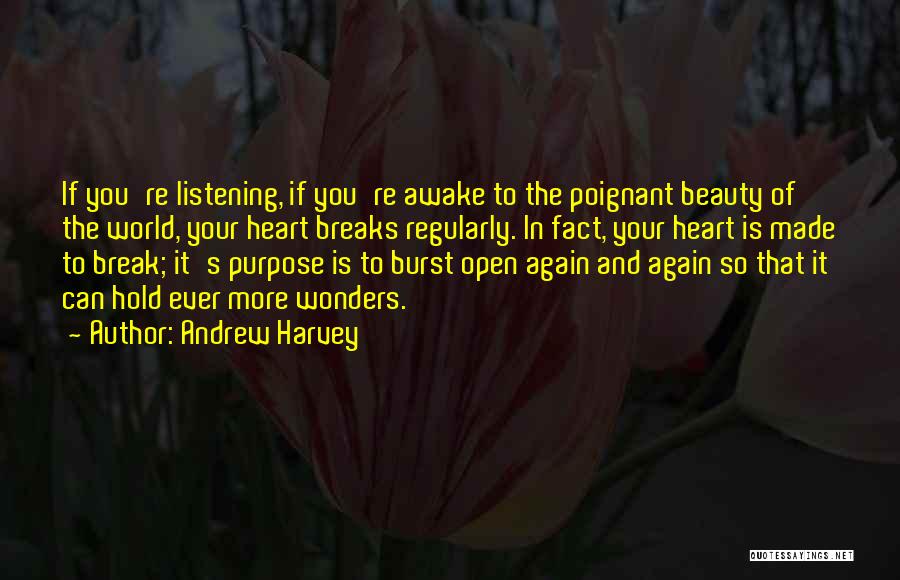 Andrew Harvey Quotes: If You're Listening, If You're Awake To The Poignant Beauty Of The World, Your Heart Breaks Regularly. In Fact, Your