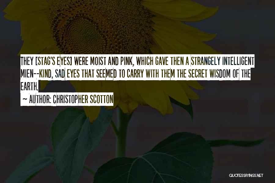 Christopher Scotton Quotes: They [stag's Eyes] Were Moist And Pink, Which Gave Then A Strangely Intelligent Mien--kind, Sad Eyes That Seemed To Carry