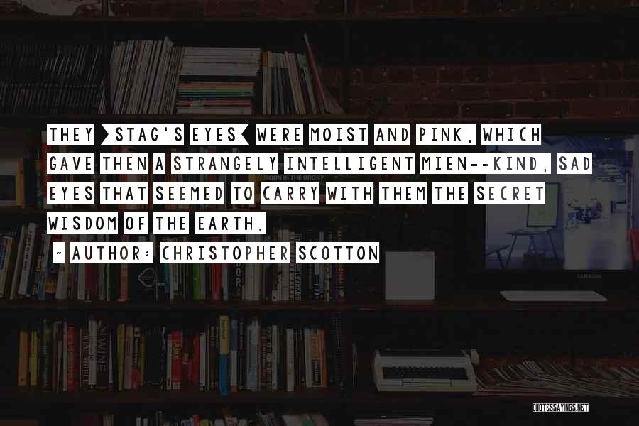 Christopher Scotton Quotes: They [stag's Eyes] Were Moist And Pink, Which Gave Then A Strangely Intelligent Mien--kind, Sad Eyes That Seemed To Carry