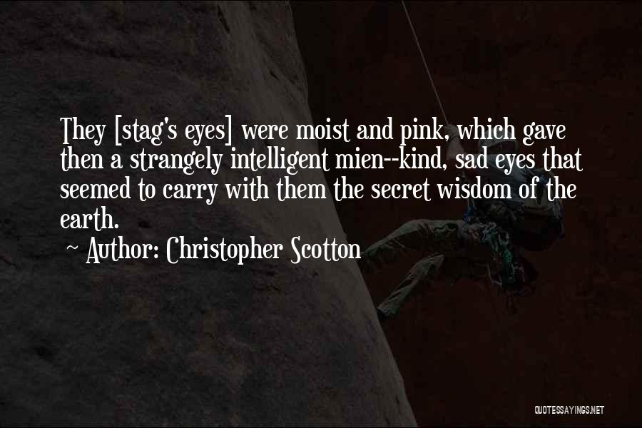 Christopher Scotton Quotes: They [stag's Eyes] Were Moist And Pink, Which Gave Then A Strangely Intelligent Mien--kind, Sad Eyes That Seemed To Carry