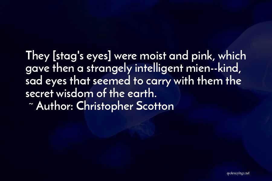 Christopher Scotton Quotes: They [stag's Eyes] Were Moist And Pink, Which Gave Then A Strangely Intelligent Mien--kind, Sad Eyes That Seemed To Carry