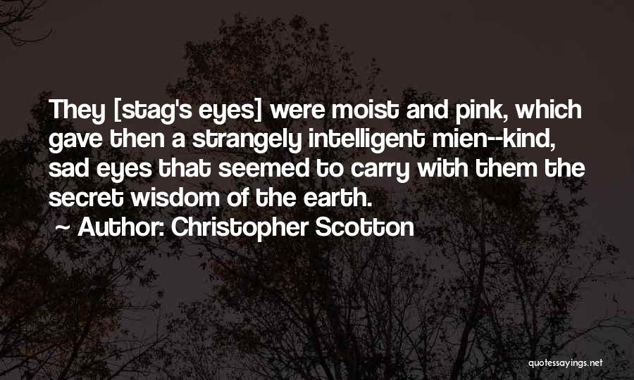 Christopher Scotton Quotes: They [stag's Eyes] Were Moist And Pink, Which Gave Then A Strangely Intelligent Mien--kind, Sad Eyes That Seemed To Carry