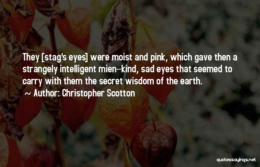 Christopher Scotton Quotes: They [stag's Eyes] Were Moist And Pink, Which Gave Then A Strangely Intelligent Mien--kind, Sad Eyes That Seemed To Carry