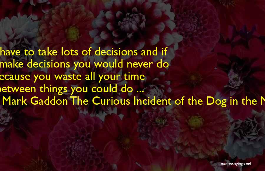 Mark Gaddon The Curious Incident Of The Dog In The Night-Time Quotes: In Life You Have To Take Lots Of Decisions And If You Don't Make Decisions You Would Never Do Anything