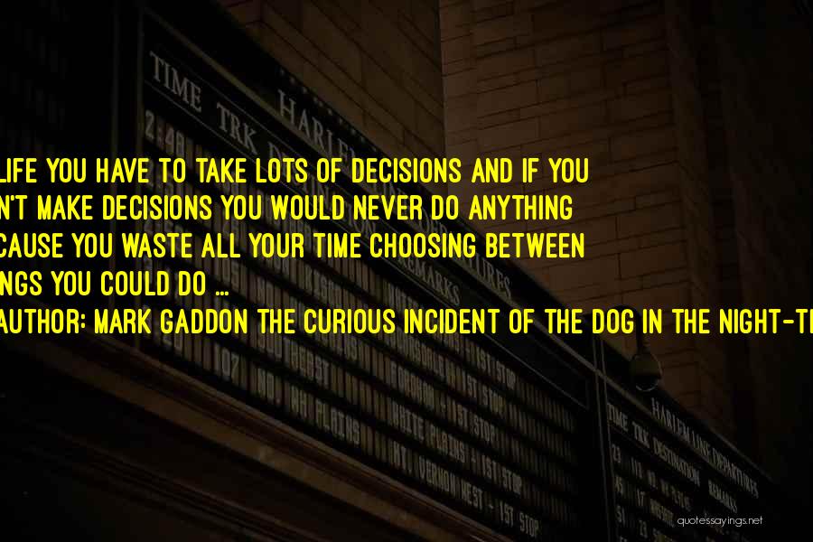 Mark Gaddon The Curious Incident Of The Dog In The Night-Time Quotes: In Life You Have To Take Lots Of Decisions And If You Don't Make Decisions You Would Never Do Anything