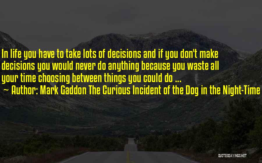Mark Gaddon The Curious Incident Of The Dog In The Night-Time Quotes: In Life You Have To Take Lots Of Decisions And If You Don't Make Decisions You Would Never Do Anything