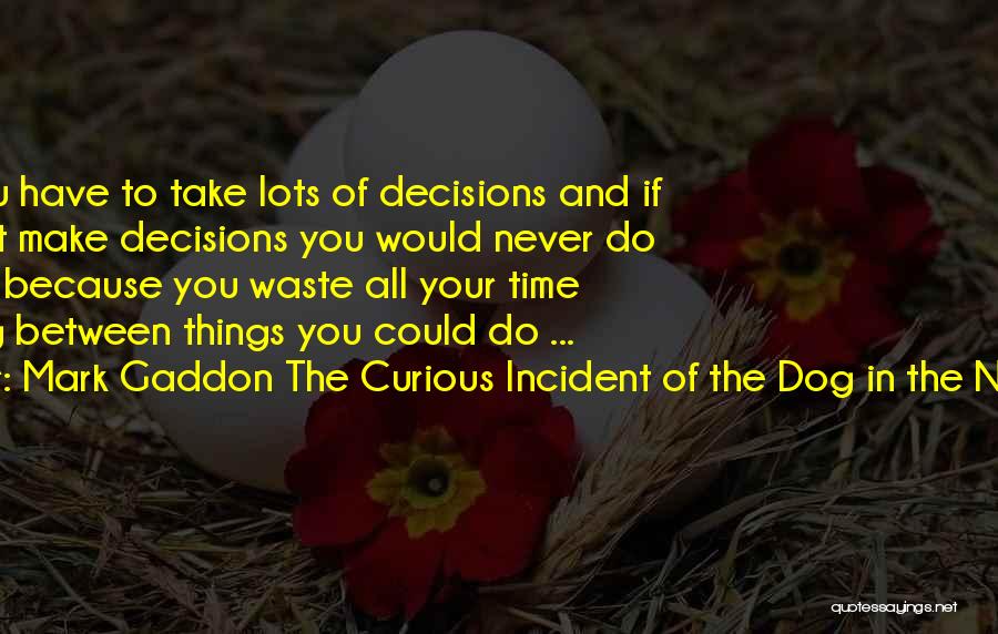 Mark Gaddon The Curious Incident Of The Dog In The Night-Time Quotes: In Life You Have To Take Lots Of Decisions And If You Don't Make Decisions You Would Never Do Anything