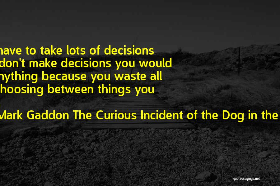 Mark Gaddon The Curious Incident Of The Dog In The Night-Time Quotes: In Life You Have To Take Lots Of Decisions And If You Don't Make Decisions You Would Never Do Anything