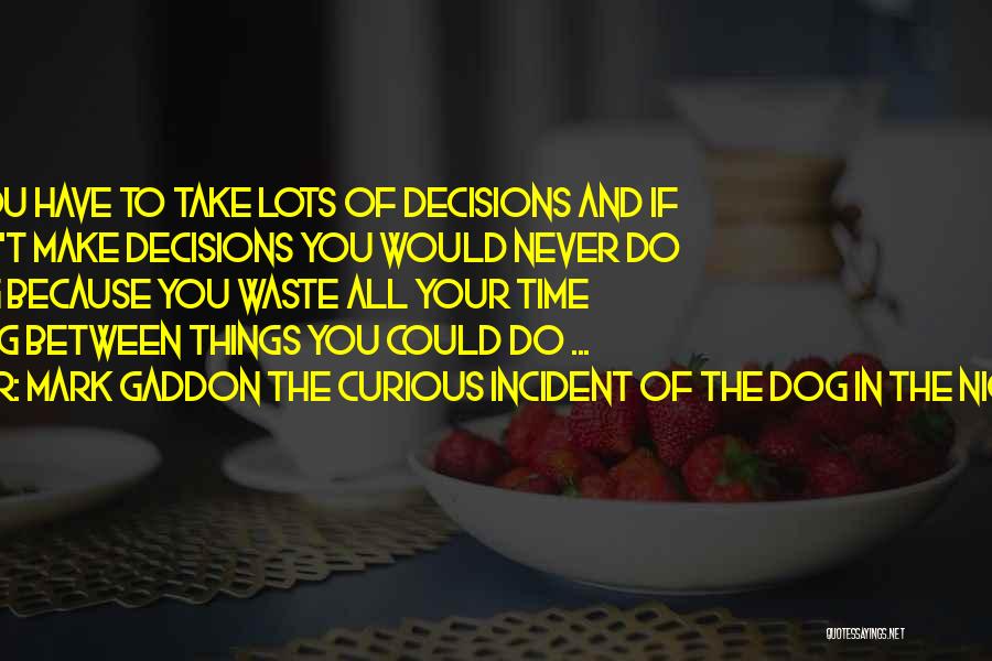 Mark Gaddon The Curious Incident Of The Dog In The Night-Time Quotes: In Life You Have To Take Lots Of Decisions And If You Don't Make Decisions You Would Never Do Anything