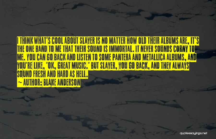 Blake Anderson Quotes: I Think What's Cool About Slayer Is No Matter How Old Their Albums Are, It's The One Band To Me