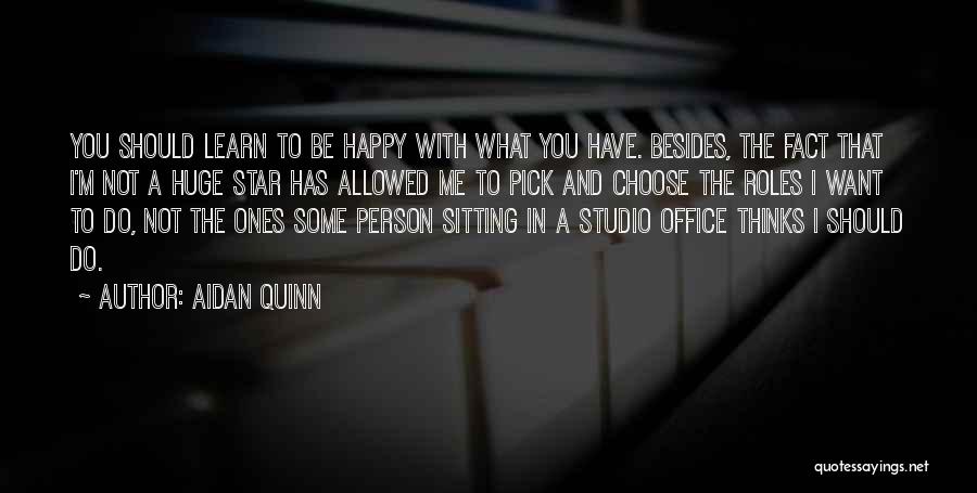 Aidan Quinn Quotes: You Should Learn To Be Happy With What You Have. Besides, The Fact That I'm Not A Huge Star Has