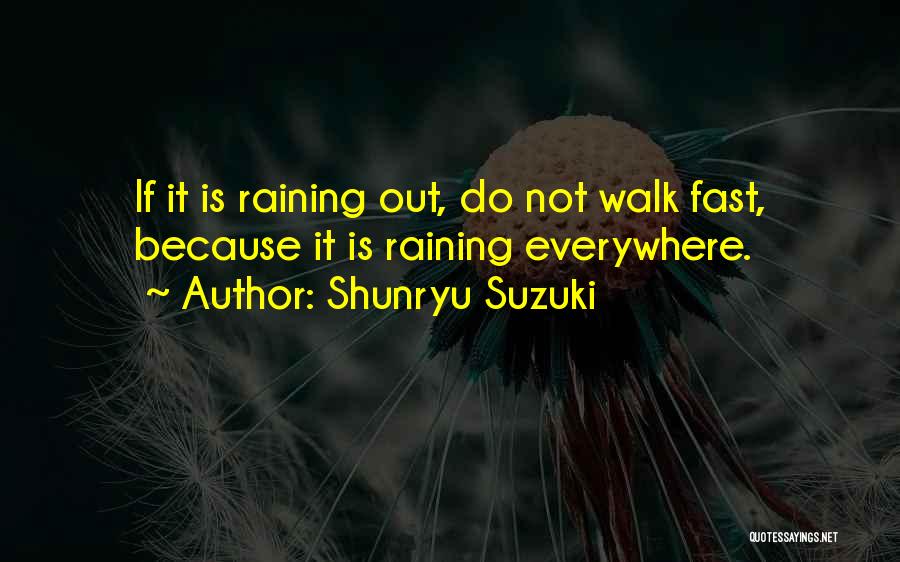 Shunryu Suzuki Quotes: If It Is Raining Out, Do Not Walk Fast, Because It Is Raining Everywhere.