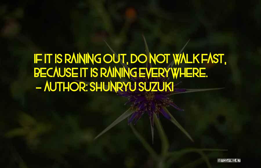 Shunryu Suzuki Quotes: If It Is Raining Out, Do Not Walk Fast, Because It Is Raining Everywhere.