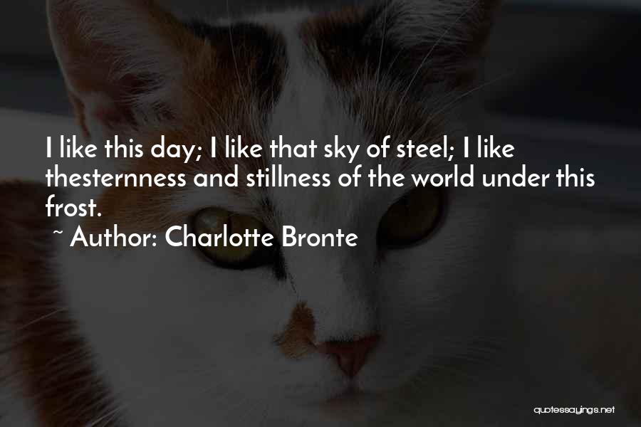 Charlotte Bronte Quotes: I Like This Day; I Like That Sky Of Steel; I Like Thesternness And Stillness Of The World Under This