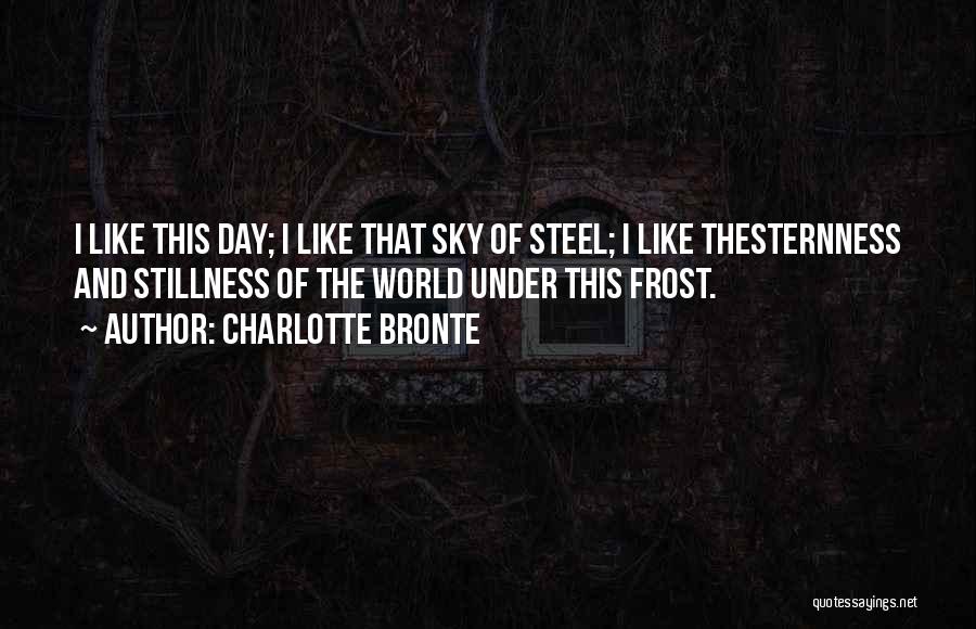 Charlotte Bronte Quotes: I Like This Day; I Like That Sky Of Steel; I Like Thesternness And Stillness Of The World Under This