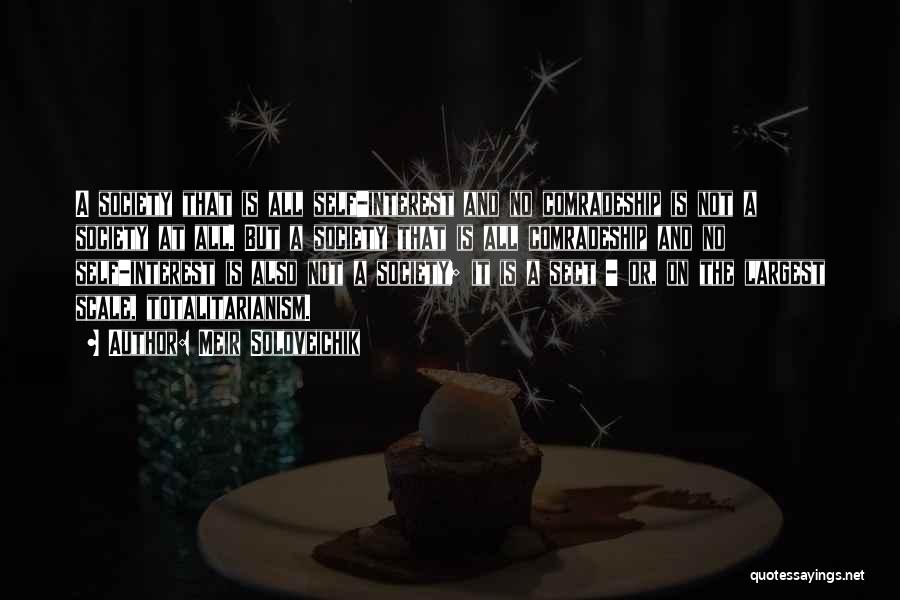 Meir Soloveichik Quotes: A Society That Is All Self-interest And No Comradeship Is Not A Society At All. But A Society That Is