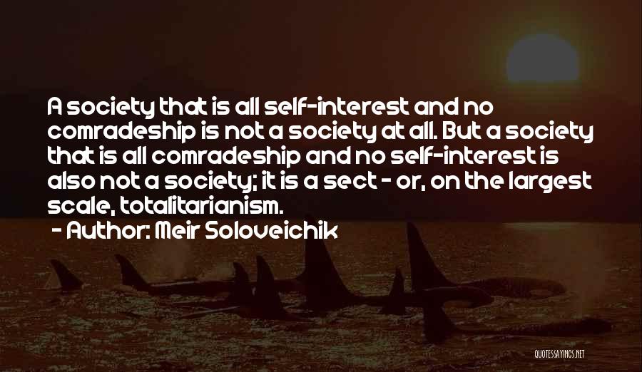 Meir Soloveichik Quotes: A Society That Is All Self-interest And No Comradeship Is Not A Society At All. But A Society That Is