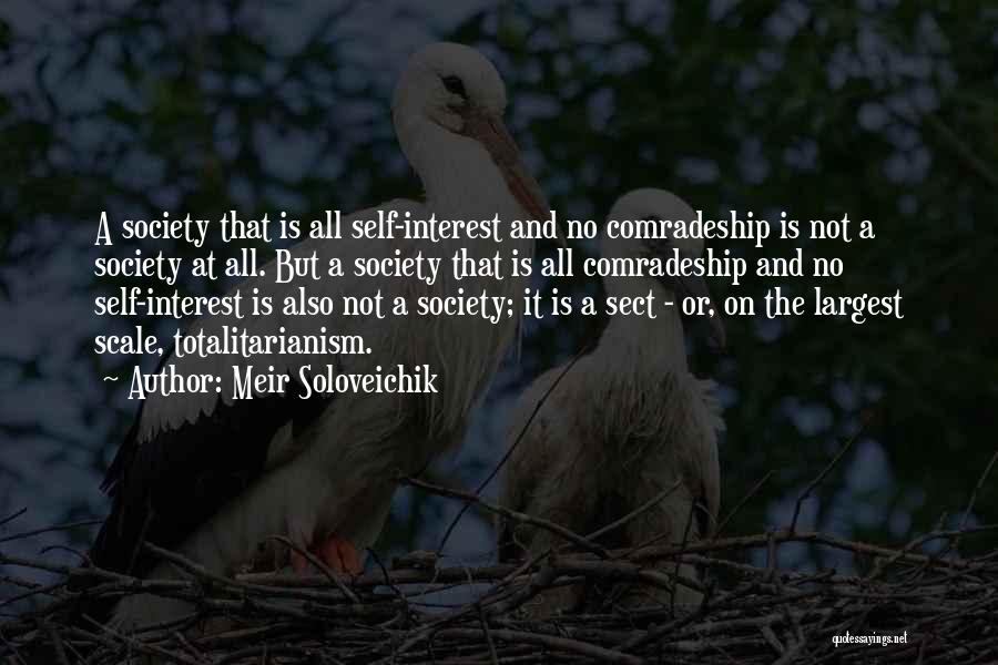 Meir Soloveichik Quotes: A Society That Is All Self-interest And No Comradeship Is Not A Society At All. But A Society That Is