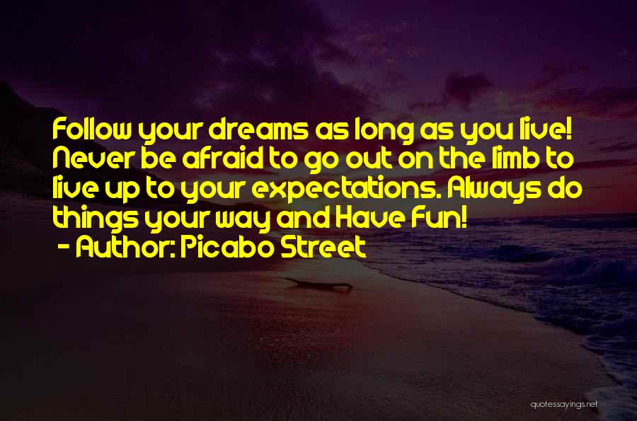 Picabo Street Quotes: Follow Your Dreams As Long As You Live! Never Be Afraid To Go Out On The Limb To Live Up