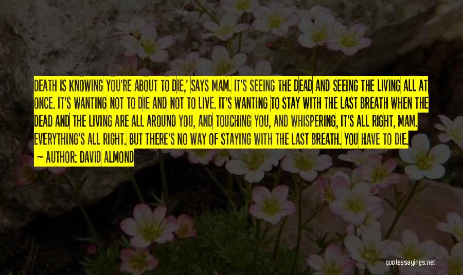 David Almond Quotes: Death Is Knowing You're About To Die,' Says Mam. It's Seeing The Dead And Seeing The Living All At Once.