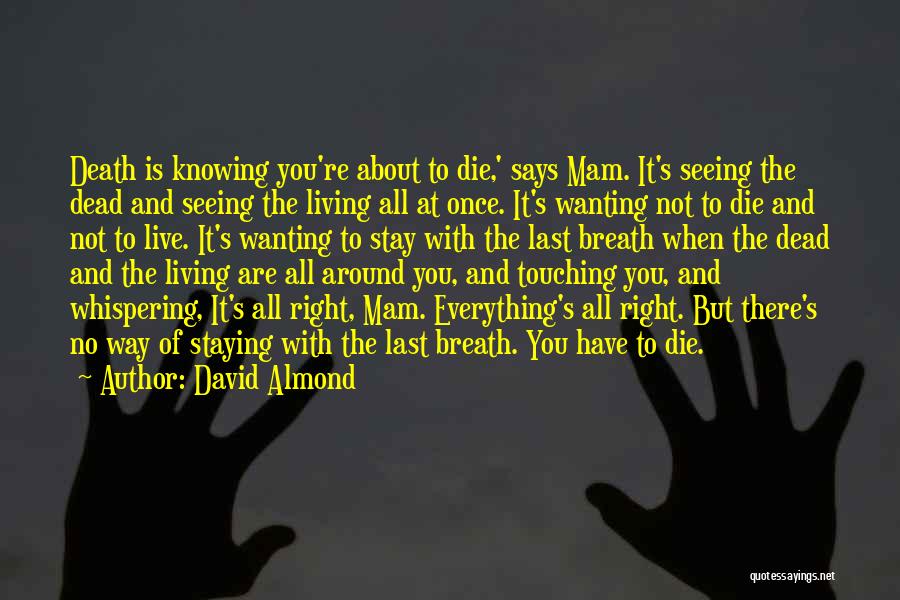 David Almond Quotes: Death Is Knowing You're About To Die,' Says Mam. It's Seeing The Dead And Seeing The Living All At Once.