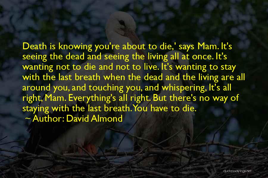 David Almond Quotes: Death Is Knowing You're About To Die,' Says Mam. It's Seeing The Dead And Seeing The Living All At Once.