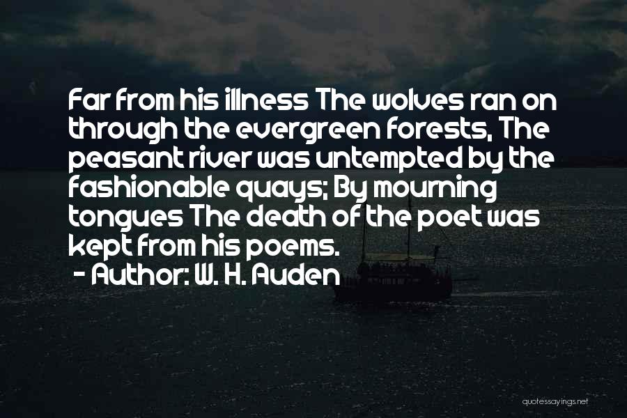 W. H. Auden Quotes: Far From His Illness The Wolves Ran On Through The Evergreen Forests, The Peasant River Was Untempted By The Fashionable