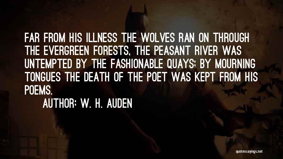 W. H. Auden Quotes: Far From His Illness The Wolves Ran On Through The Evergreen Forests, The Peasant River Was Untempted By The Fashionable