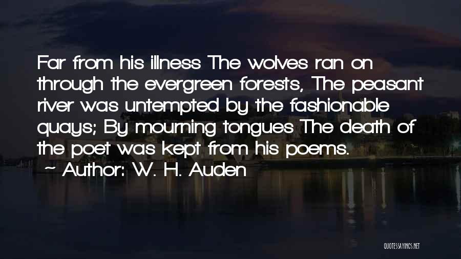 W. H. Auden Quotes: Far From His Illness The Wolves Ran On Through The Evergreen Forests, The Peasant River Was Untempted By The Fashionable