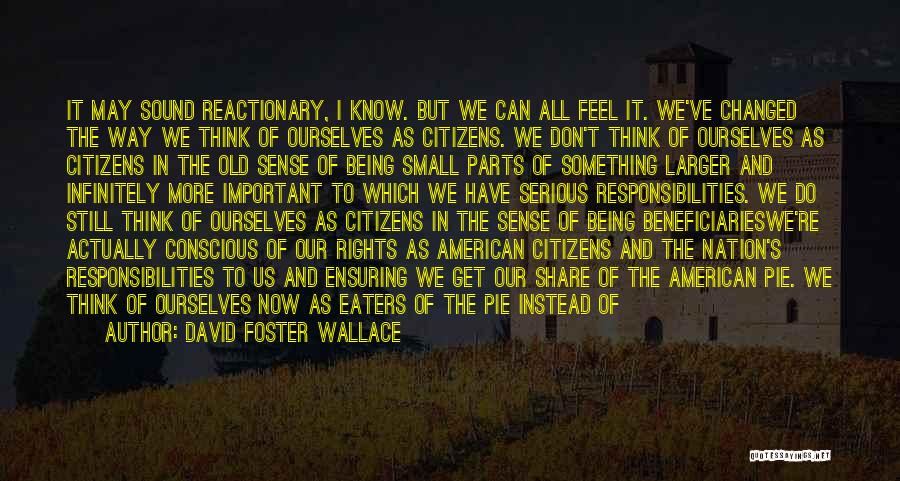 David Foster Wallace Quotes: It May Sound Reactionary, I Know. But We Can All Feel It. We've Changed The Way We Think Of Ourselves