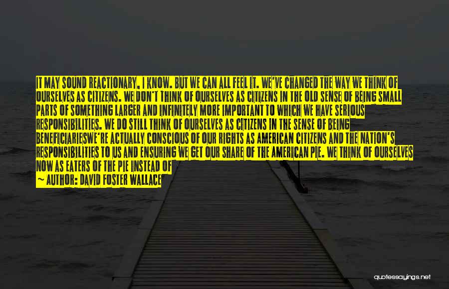 David Foster Wallace Quotes: It May Sound Reactionary, I Know. But We Can All Feel It. We've Changed The Way We Think Of Ourselves