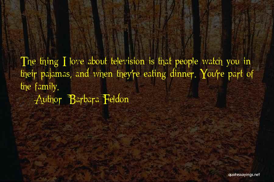 Barbara Feldon Quotes: The Thing I Love About Television Is That People Watch You In Their Pajamas, And When They're Eating Dinner. You're