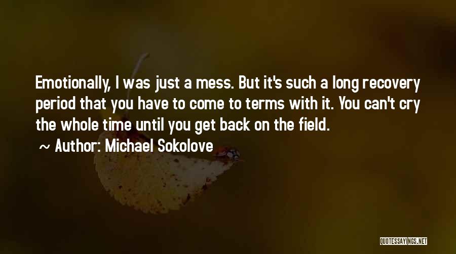 Michael Sokolove Quotes: Emotionally, I Was Just A Mess. But It's Such A Long Recovery Period That You Have To Come To Terms