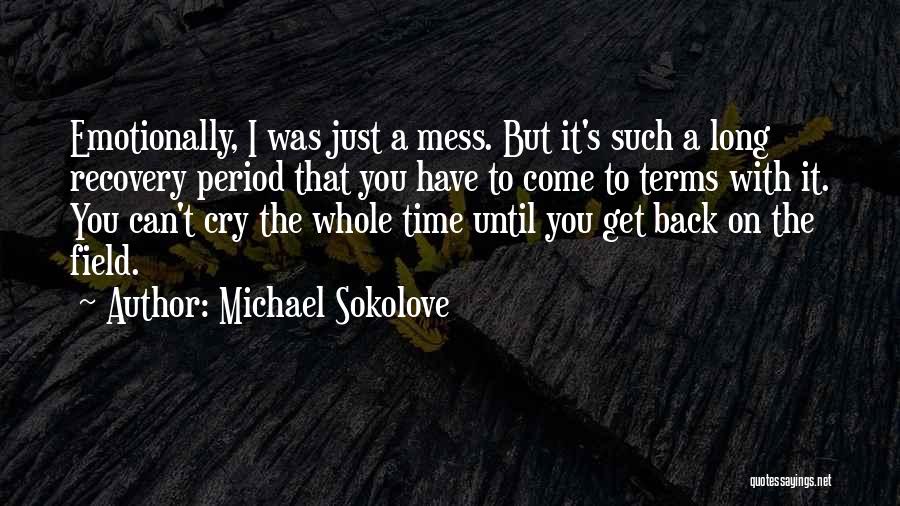 Michael Sokolove Quotes: Emotionally, I Was Just A Mess. But It's Such A Long Recovery Period That You Have To Come To Terms