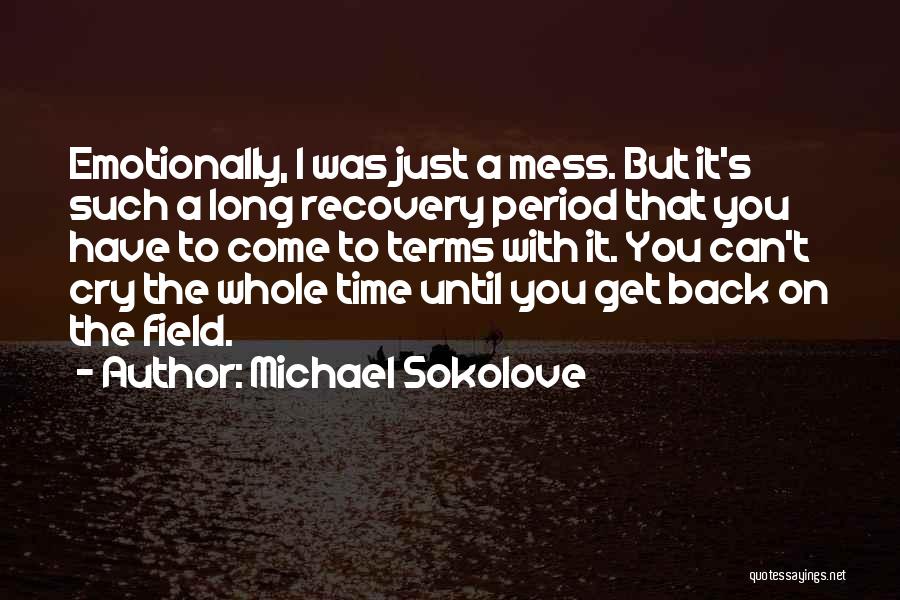 Michael Sokolove Quotes: Emotionally, I Was Just A Mess. But It's Such A Long Recovery Period That You Have To Come To Terms