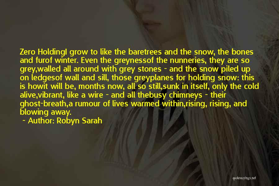 Robyn Sarah Quotes: Zero Holdingi Grow To Like The Baretrees And The Snow, The Bones And Furof Winter. Even The Greynessof The Nunneries,